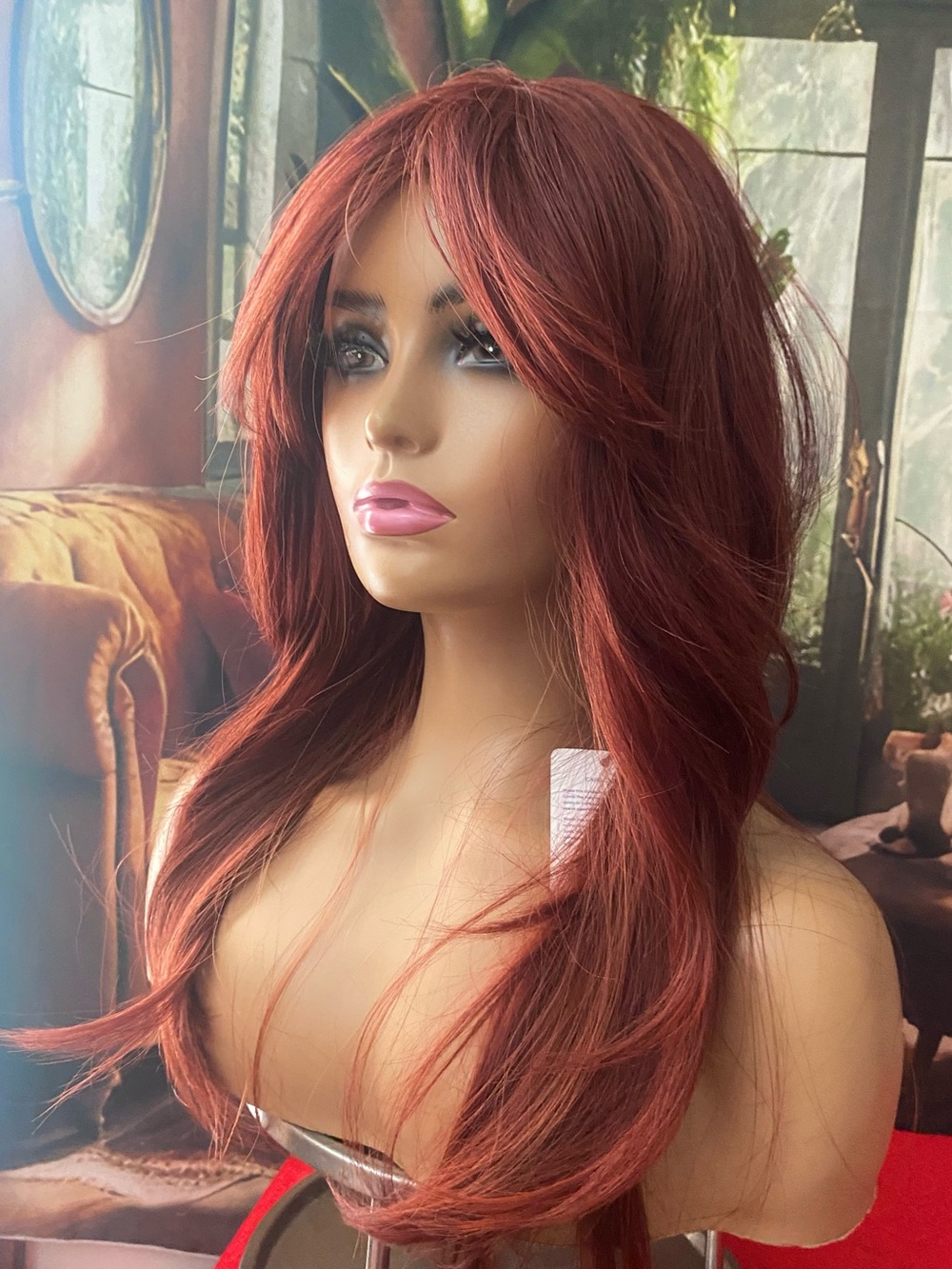 NEW Maroon Red wine layered wig